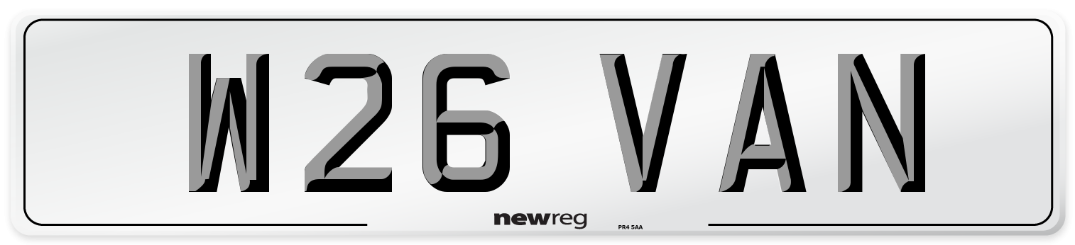 W26 VAN Number Plate from New Reg